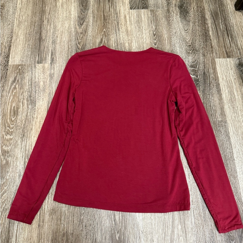 Rachel Zoe‎ Burgundy L/S Blouse Sz:XS Normcore Bodycon - Picture 5 of 5